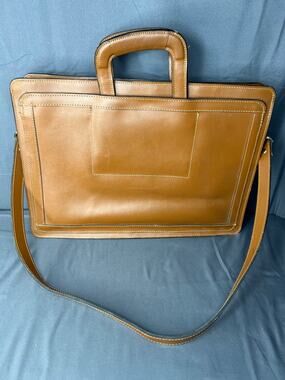 Vintage HIT Brown Leather Messenger Bag With Strap and Handles